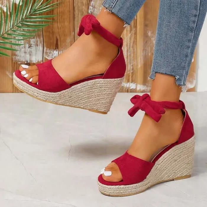 Women's Open-Toe Lace-Up Espadrille Wedge Sandals
