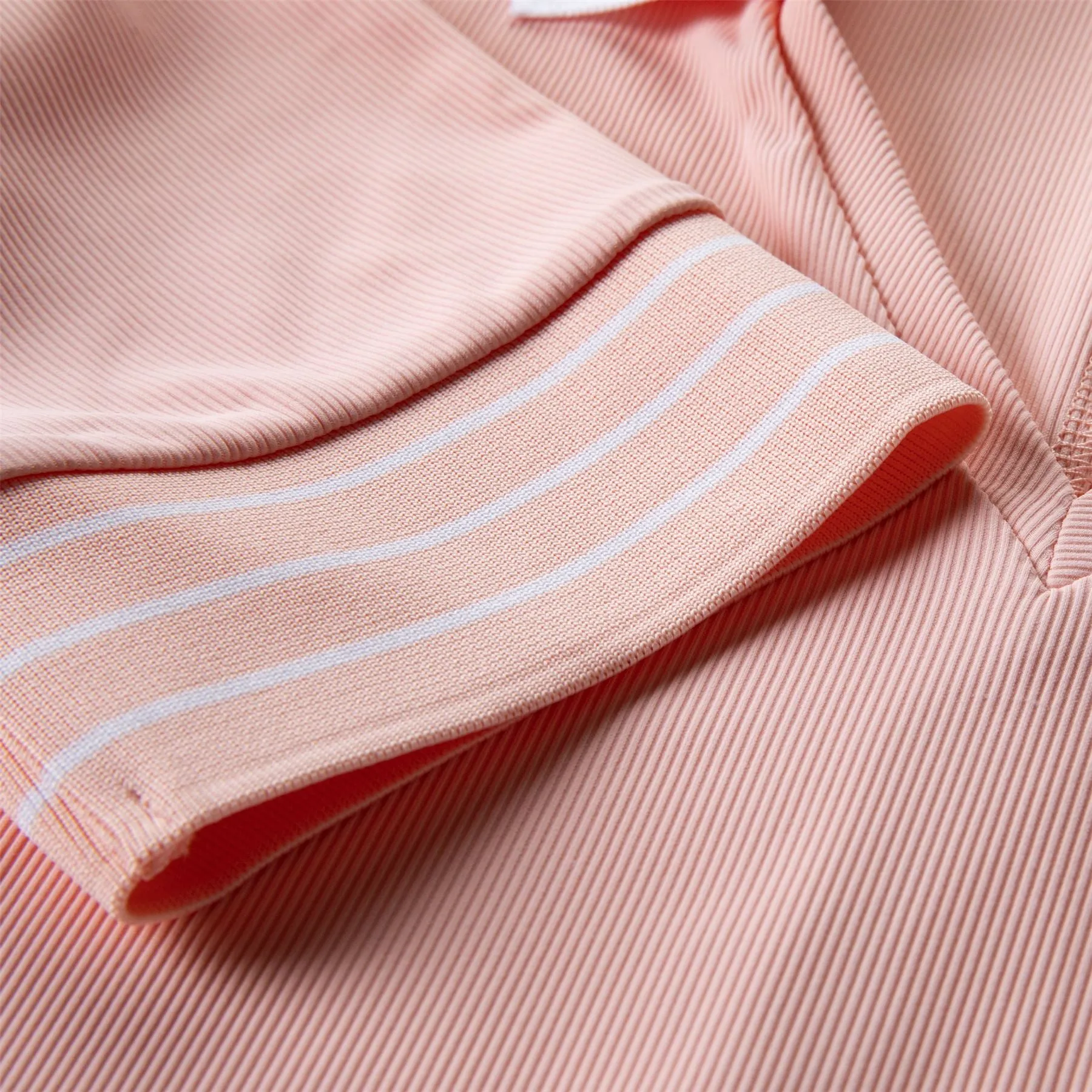 Womens V-neck Rib Polo Powder Pink - SS23