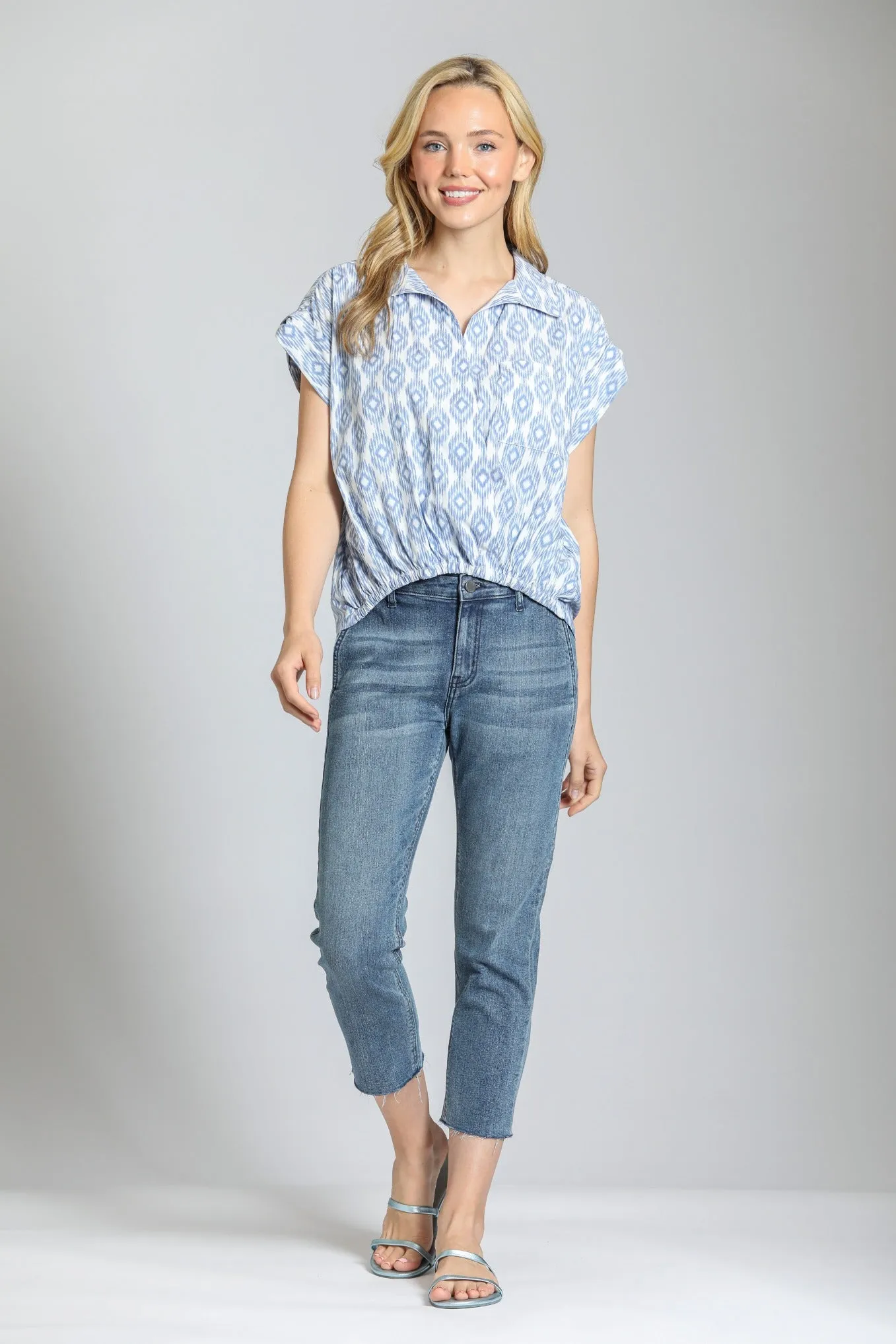 Wrap Blouse With Tabbed Cuff
