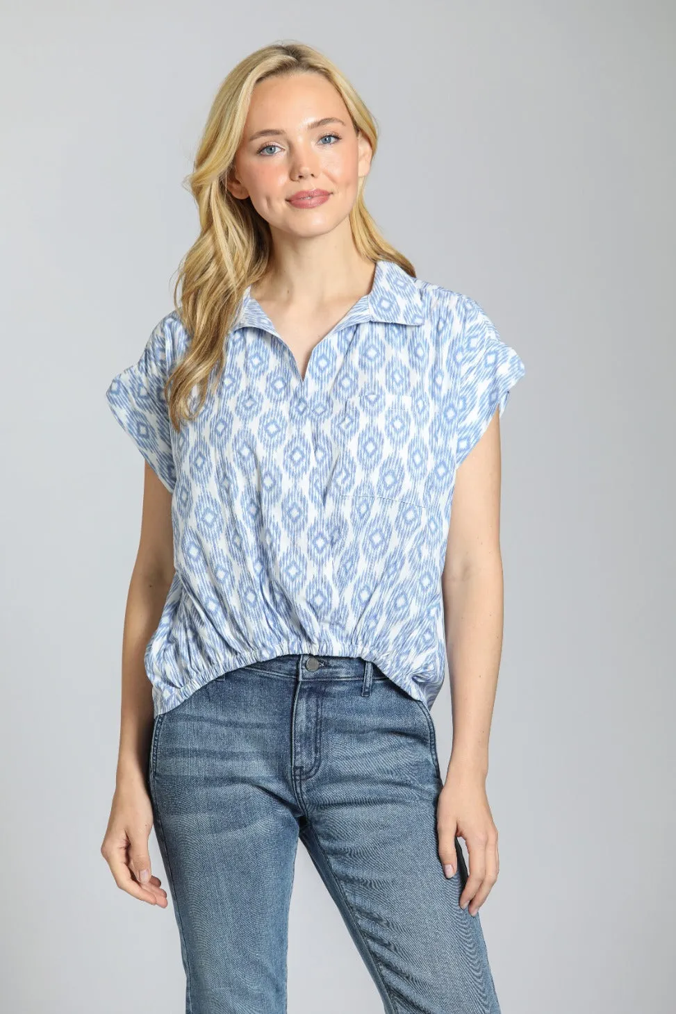 Wrap Blouse With Tabbed Cuff