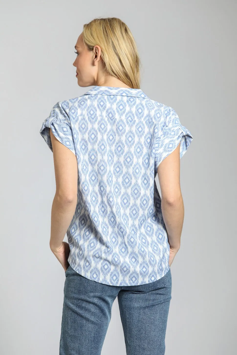 Wrap Blouse With Tabbed Cuff